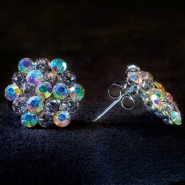 crystal AB mixed cluster earrings
