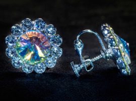 crystal AB mixed flower earrings