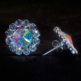 crystal AB mixed flower earrings
