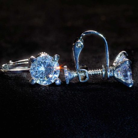 crystal stud clip earrings