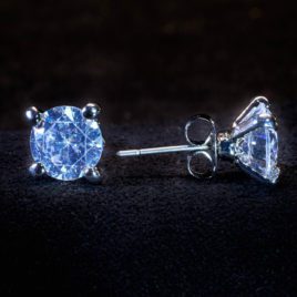 crystal stud pierced earrings