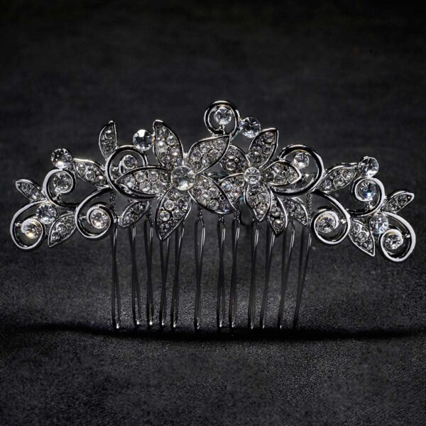 crystal flower hair comb
