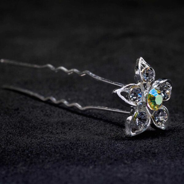 large crystal AB flower hair pin