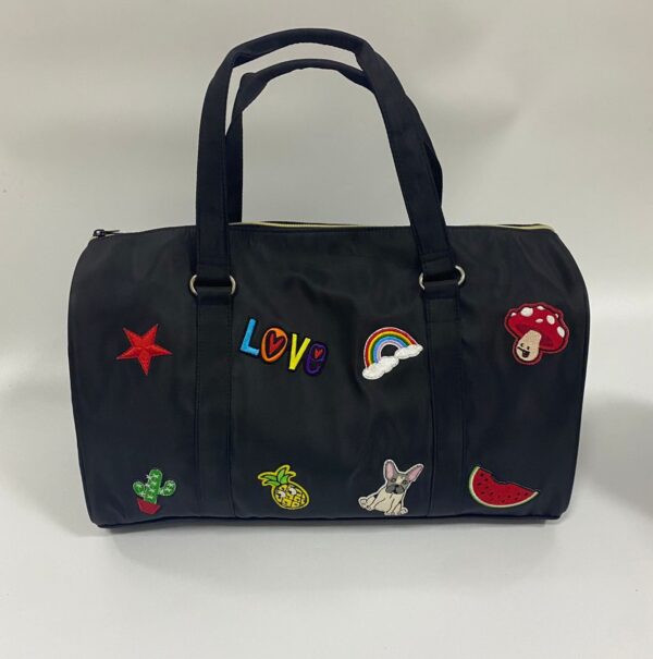 Dance Duffel Bag with Patches - Canvas - Black